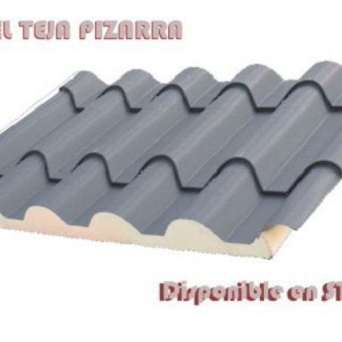 Imagen de tejas en color pizarra en panel de techo