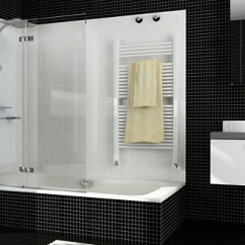 Mampara de bañera con dos paneles de cristal