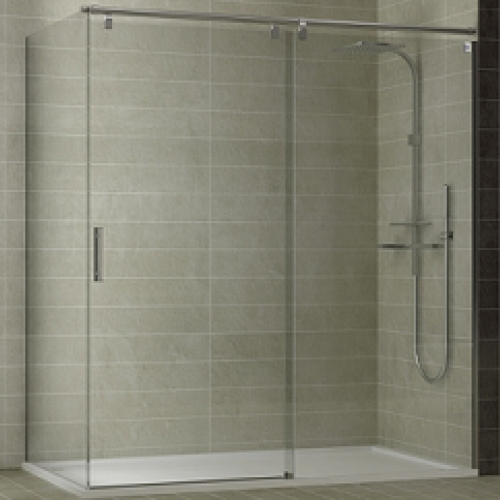 Mampara de ducha con dos paneles de cristal y esquina